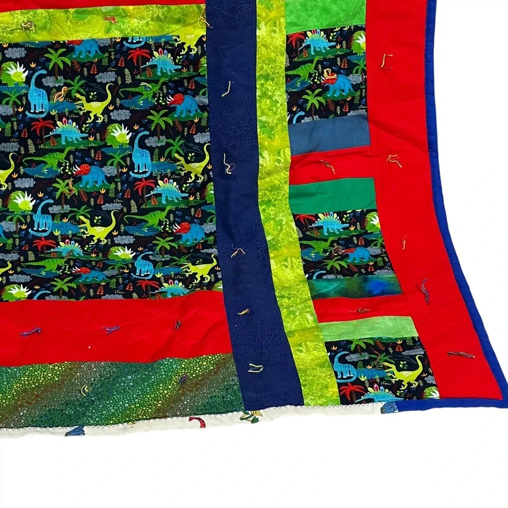 Dinosaur Patchwork‎ Twin Quilt 60x80 Colorful Kids Bedding